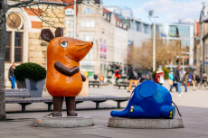Maus und Elefant, Souris et Eléphant, font partie des plus célèbres personnages de la chaîne télévisée KIKA, © Stadtverwaltung Erfurt / Steve Bauerschmidt