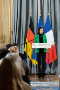 Staatssekretäring Laurence Boone bei der Restitutionszeremonie am 23. Januar in Paris, Urheber: Ministère de l'Europe et des Affaires étrangères