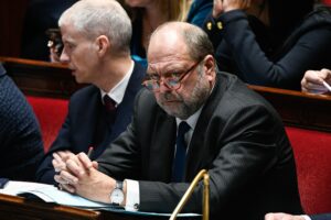 Justizminister Éric Dupond-Moretti in der Assemblée Nationale, 2023 (Copyright: Alamy)