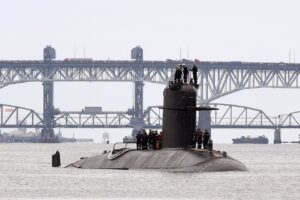 Das Atom-U-Boot Améthyste kurz vor seiner Ankunft auf der U-Boot-Basis Naval Submarine Base New London in Groton, 1. September 2021 (Copyright: Wikimedia Commons)