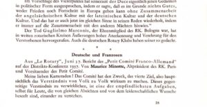 Auszug aus Der Rotarier, Bericht des "Petit Comité franco-allemand"