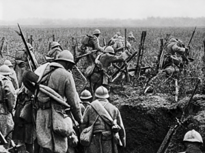 Schwarz-weiße Aufnahme der Schlacht von Verdun