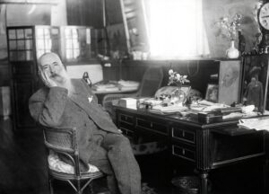 Claude Monet in seinem Arbeitszimmer in Giverny, Datum unbekannt