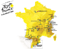 Karte der Tour de France mit den diesjährigen Etappen