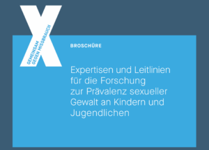 Première de couverture de l'étude « Expertises et recommandations méthodologiques pour la recherche sur la prévalence des violences sexuelles subies par les enfants et les adolescents » (Copyright : Landry Charrier / Capture d'écran : UBSKM_BRO_Praevalenz-2023.pdf)