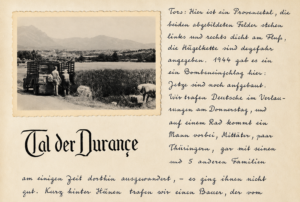 Tagebucheintrg mit dem Titel "Tal der Durance" und entsprechendem schwarz-weißem Foto