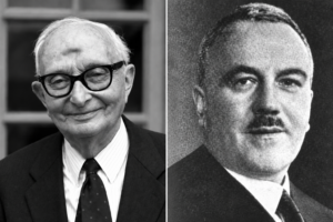 Maurice Bardèche (l.) und Friedrich Grimm warben nach 1945 für eine deutsch-französische Verständigung und die Rehabilitierung ehemaliger Nationalsozialisten und Kollaborateure