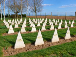 Gräber sowjetischer Kriegstoter auf dem Friedhof von Noyers-Saint-Martin im Département Oise. 1979 und 1980 wurden 2.879 in Ban Saint-Jean exhumierte Tote hierher umgebettet (Copyright: Wikimedia Commons)