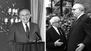 Alfred Grosser (l.) und Joseph Rovan (r.): zwei prägende Vermittler der deutsch-französischen Verständigung (Copyright: Wikimedia Commons/privat)